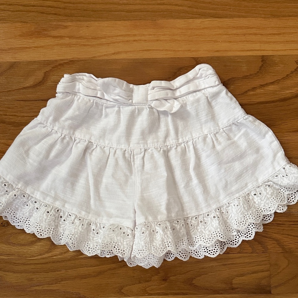 White Eyelet Trim kids Shorts
